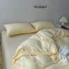 高档家居淡黄色柔软针织棉四件套全棉纯棉被套床单1.5/1.8米床上