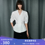 lily2024夏女装(夏女装)设计感不对称腰带浪漫泡泡，袖衬衫雪纺衫上衣女