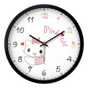 摩门卡通创意儿童挂钟萌宠小猫咪家里客厅静音现代时钟可爱钟表