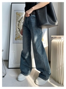 土耳其棉直筒牛仔裤法式质感无弹力高腰四季可穿长裤宽松显瘦高女