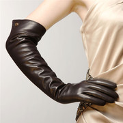 ELMA女士冬季长款真皮手套进口羊皮加绒保暖手套EL017