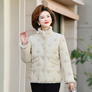 中年妈妈小棉袄秋冬装短款中老年棉服女洋气轻薄棉衣外套2023