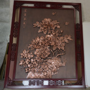 定制紫铜浮雕富贵长春中式客厅书房松鹤图金属挂画装饰画高档祝寿