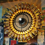 酒瓶壁灯网红创意装饰音乐酒吧清吧餐吧餐厅工业风车轮圆形大工厂