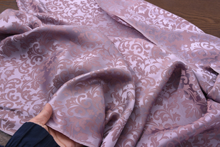25姆米重磅提花真丝灰紫古典花纹59元一米真丝床品布料面料