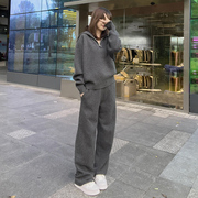 冬季女装2023韩版慵懒风，宽松运动套装，休闲时尚加厚卫衣两件套