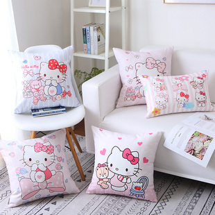 可爱哈喽HelloKitty猫卡通抱枕粉色少女心女孩儿童房沙发腰靠枕套