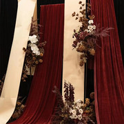 婚庆绒布酒红色金丝绒布红绒布舞台幕布桌布背景拍摄打底布幔