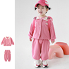 女童2023春季粉色小童，运动卫裤长袖外套，儿童宝宝刺绣天使套装
