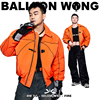 王气球原创设计/棉衣火橙橘色加厚保暖机能风潮酷飞行员夹克