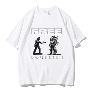 支持巴勒斯坦英雄亚伦·布什，内尔短袖2024男夏季纯棉潮流t恤
