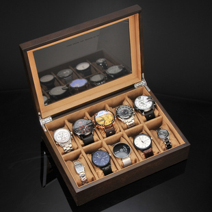 俪丽实木手表收纳盒10只装木质手串，盒简约复古腕表盒收纳手表表盒