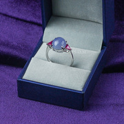 pesom天然a货紫翡翠红宝石，18k金戒指