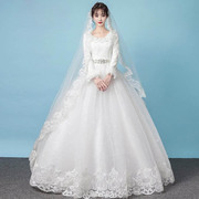 冬季婚纱2020新娘结婚保暖白色长袖加厚冬款森系齐地超仙简约