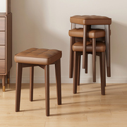 实木家用凳子可叠放方凳软座餐凳简约现代客厅餐椅小板凳叠摞矮凳