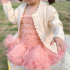 韩版婴儿针织开衫防晒外套，甜美春秋纯棉，女童小外套宝宝毛衣空调衫