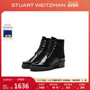 线上swbrogen秋冬季齿轮鞋，厚底系带马丁靴粗跟短靴女