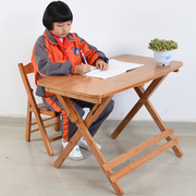 竹儿童学习桌可升降折叠书桌写字桌椅套装实木，小学生作业台课桌子