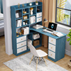 电脑桌台式家用学生卧室办公简约转角桌子租房一体书架组合书桌