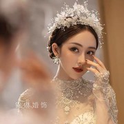 新娘头饰韩式超仙水晶发箍白色花朵仙美发饰结婚礼服婚纱造型配饰