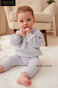 英国Next女婴童蓝色花朵长袖T恤打底裤纯棉套装457-565