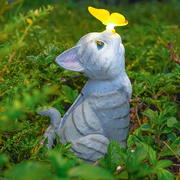 户外庭院装饰摆件太阳能夜灯别墅阳台花园造景布置猫咪动物装饰品