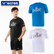 victor胜利羽毛球服男女透气速干短袖t恤针织半袖运动休闲文化衫