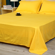 金黄色床单单件条纹全棉缎条纯棉，棉布布料单人1.5米被单双人夏天