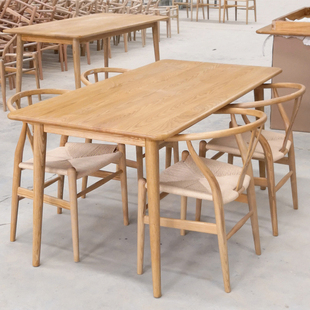 北欧风格白蜡木实木，餐桌椅组合现代简约小户型，长方形木蜡油饭桌