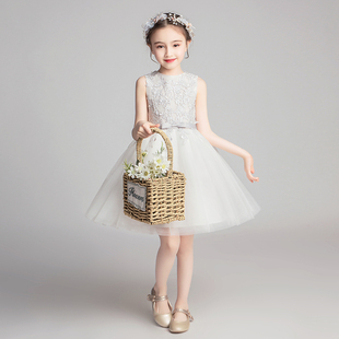 女童礼服公主裙蓬蓬纱生日，短款小花童礼服主持人儿童钢琴演出服夏