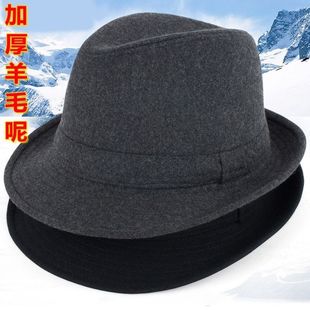 帽子男春秋礼帽男士帽子冬毛呢，保暖秋冬中老年人，爵士帽冬天老人帽