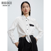 rococo夏季通勤ol气质时髦职场，显瘦雪纺长袖衬衫上衣女
