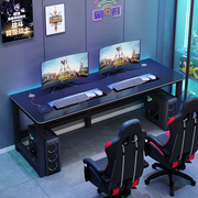电脑桌台式双人家用简易书桌网吧桌椅套装办公游戏，碳纤维电竞桌子