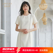 umisky优美世界2022夏季款拼接蕾丝花边钉珠连衣裙VE2D1801