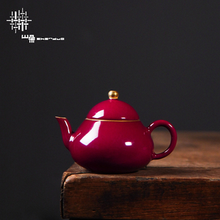 半斋胭脂红茶壶景德镇主人杯陶瓷，水杯公道杯分茶器色釉纯色品茗杯