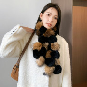韩版冬季貉子毛配兔毛皮草围巾女百搭减龄真毛围脖狐狸毛领子