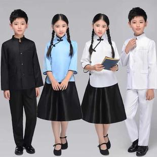 六一儿童民国风服装五四，青年中山装学生合唱演出服，少年中国说朗诵