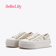bellalily2024春季增高蕾丝帆布鞋，女炸街小白鞋松糕厚底板鞋