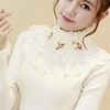 2024春秋韩版针织衫，蕾丝加绒加厚修身甜美高领打底毛衣大码女