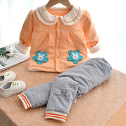 婴儿棉服冬季时尚女分，体外穿纯棉洋气，薄袄裤秋冬男宝婴儿棉衣套装