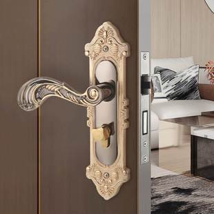 欧式家用门锁通用型室内房间门锁，实木门锁具，磁吸静音门锁门把手