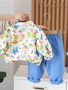 男童春装套装2024春秋季洋气儿童韩版衣服宝宝长袖衬衫两件套