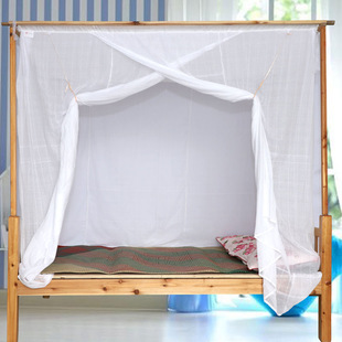 老式蚊帐家用棉纱穿竹竿，绑绳加厚特密遮光防尘顶，单门1米5学生宿舍