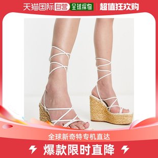 香港直邮潮奢 ASOS 女士Tanon 设计裹腿坡跟鞋(白色)