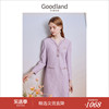 小香风goodland美地女装2023秋季h型，直筒烟灰紫连衣裙