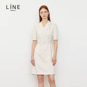 LINE2024夏季短袖职业装气质显瘦双排扣长款连衣裙NWOPOE3200
