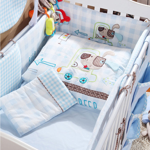 全棉婴儿床上用品套件七套件宝宝床围被子婴儿床品可拆洗被春秋冬