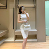 白色小香风连衣裙夏季高端气质名媛针织无袖紧身小个子包臀裙