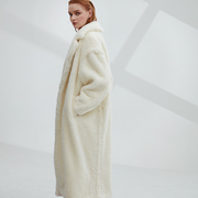 dr大荣小铺白色泰迪熊大衣，超长款纯羊毛茧型外套，宽松加厚保暖女冬