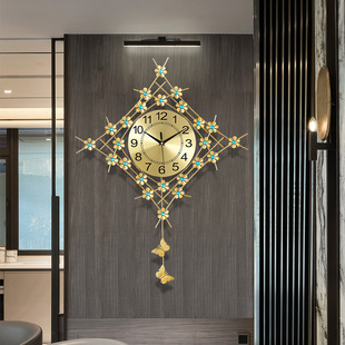 壁挂时钟表客厅家用现代简约时尚蝴蝶款大气，挂钟个性创意艺术装饰